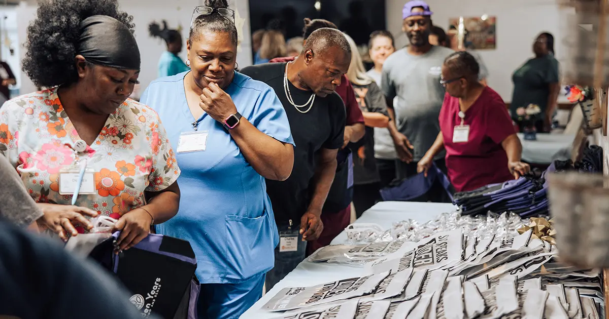 Golden Years Marlin Texas employees select swag at recognition event